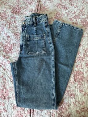 Zara blue jeans with pearl button size 2